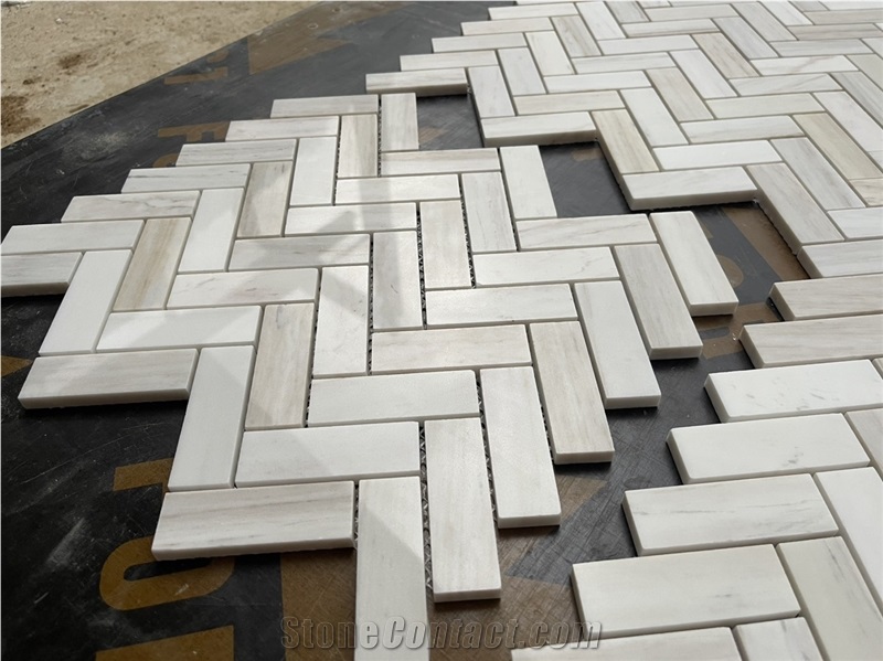 Valentino Marble Mosaic Polished Herringbone  Tiles 12X12''