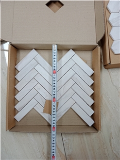 Valentino Marble Mosaic Polished Herringbone  Tiles 12X12''