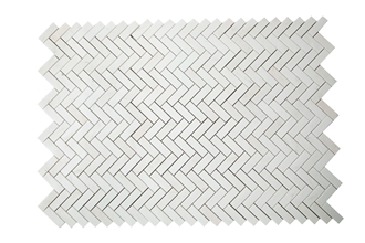 White Marble Herringbone Mosaic Tiles