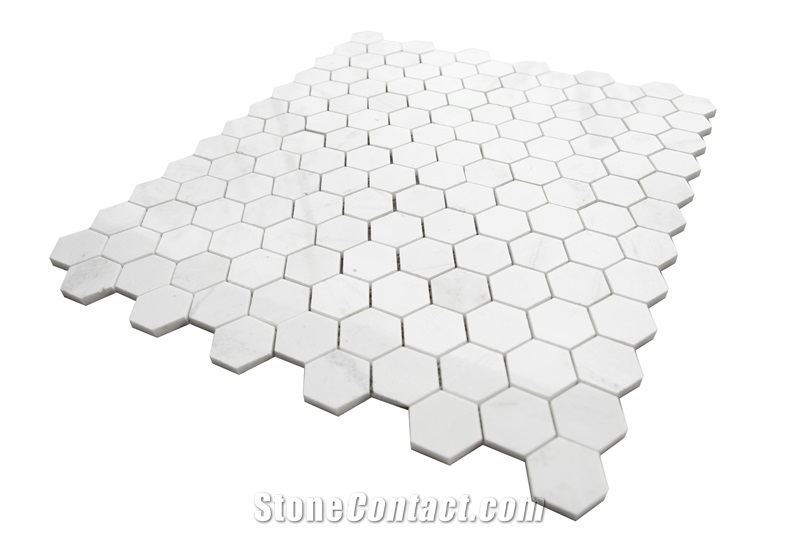 White Marble Hexagon Mosaic Tiles