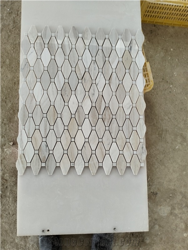 Wooden Vein Marble Rhombus Mosaic  Mosaic Design