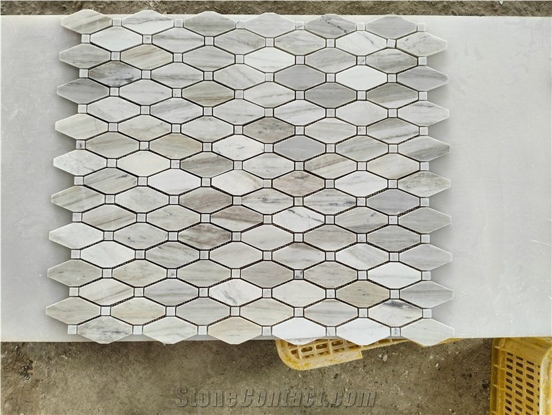 Wooden Vein Marble Rhombus Mosaic  Mosaic Design