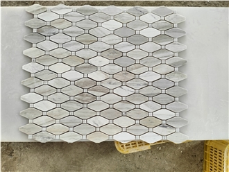 Wooden Vein Marble Rhombus Mosaic  Mosaic Design