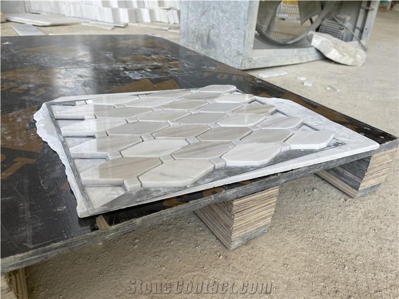 Wooden Vein Marble Rhombus Mosaic  Mosaic Design