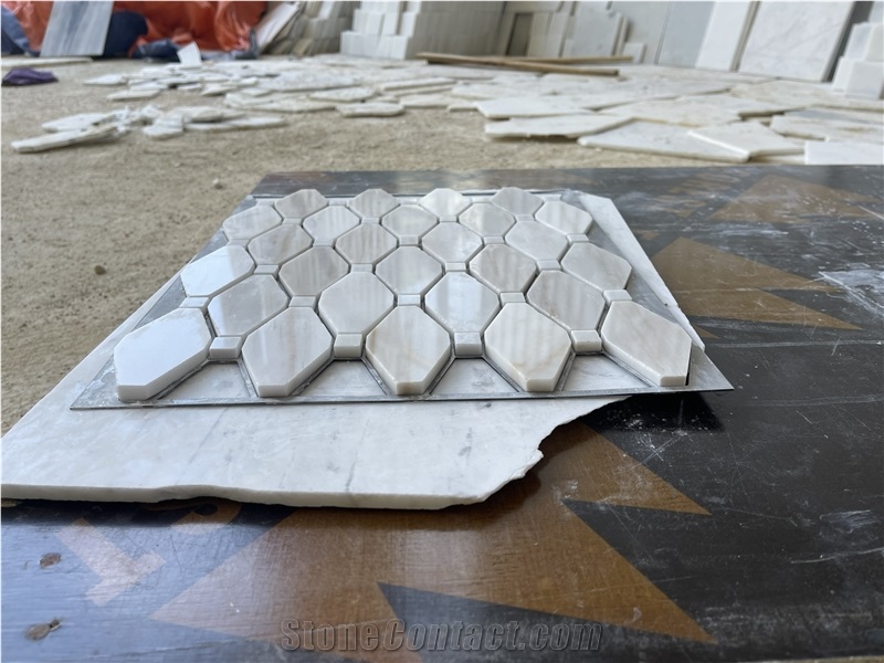 Wooden Vein Marble Rhombus Mosaic  Mosaic Design