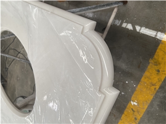 Ariston White Marble Bathroom Prefab Double Vanity Bath Top