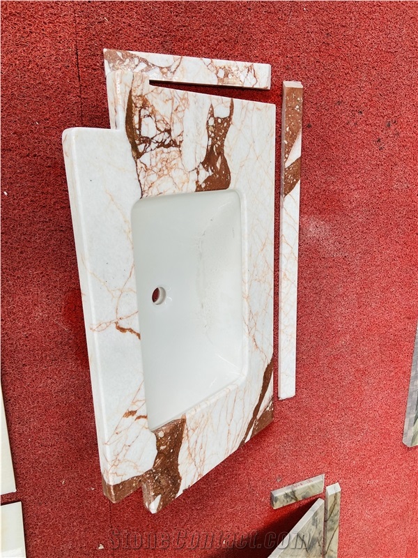 Calacatta Rose Marble Prefab Vanity Top Bath Top