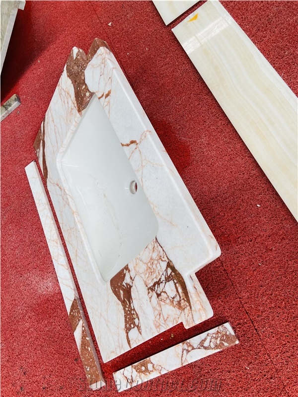 Calacatta Rose Marble Prefab Vanity Top Bath Top