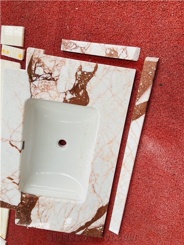 Calacatta Rose Marble Prefab Vanity Top Bath Top