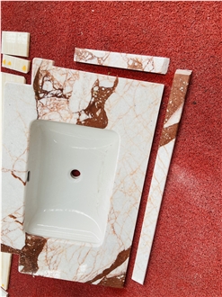 Calacatta Rose Marble Prefab Vanity Top Bath Top