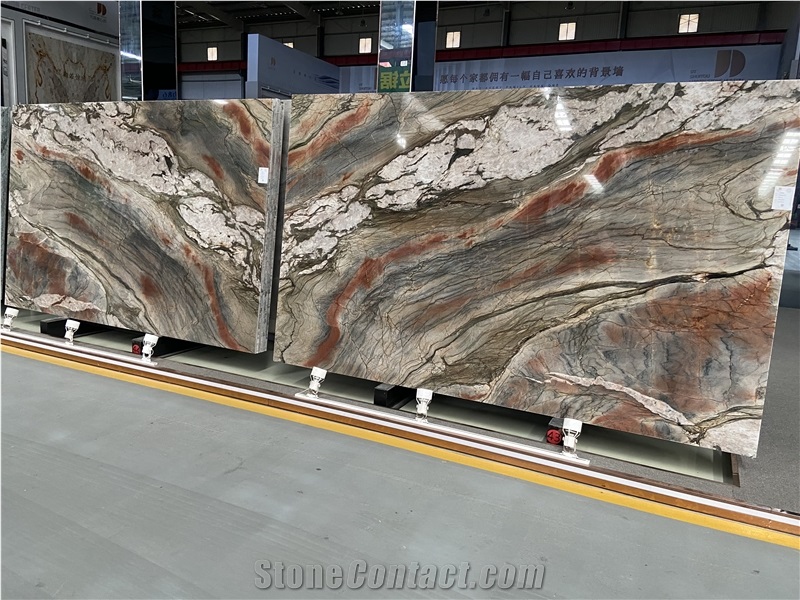 Explosion Rouge Quartzite Slabs