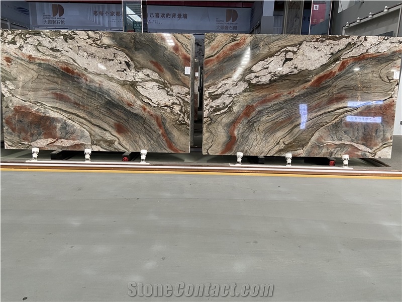 Explosion Rouge Quartzite Slabs