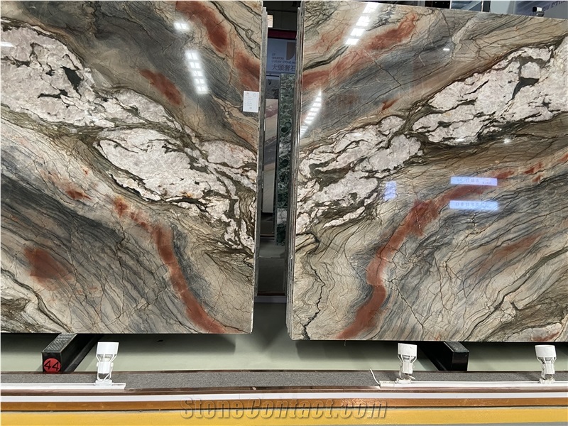 Explosion Rouge Quartzite Slabs