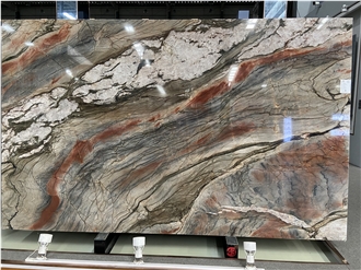 Explosion Rouge Quartzite Slabs