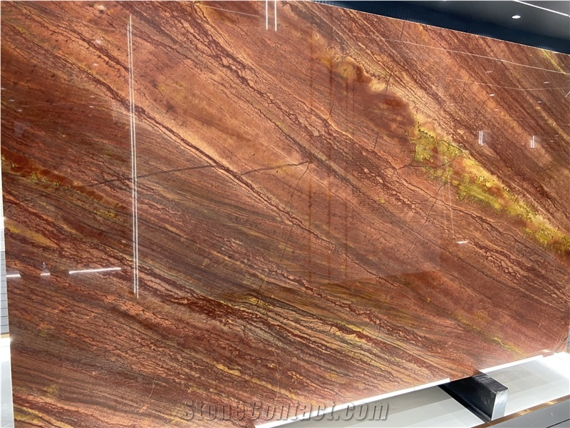 Mirage Red Quartzite Slabs For Wall Decor