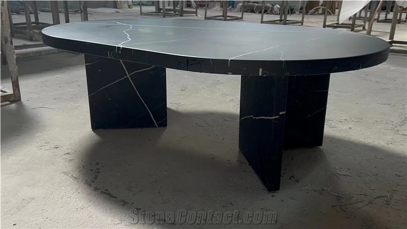 Nero Marquina Marble Matte Surface Coffee Table