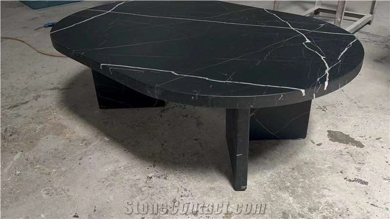 Nero Marquina Marble Matte Surface Coffee Table