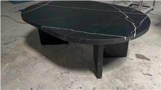 Nero Marquina Marble Matte Surface Coffee Table