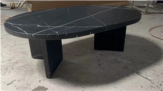 Nero Marquina Marble Matte Surface Coffee Table