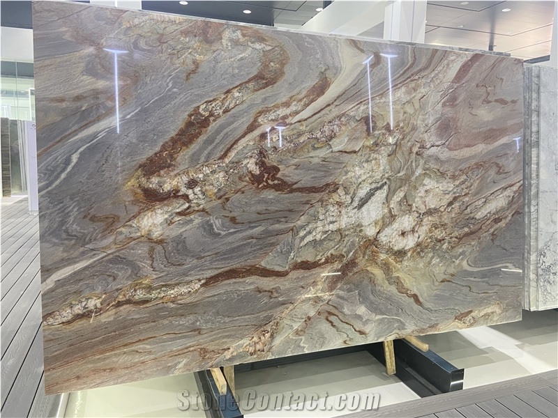Rainbow Impression Quartzite Slabs Polished Surface