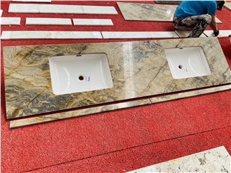 Silk Fusion Quartzite  Bathroom Double Sink Bath Top