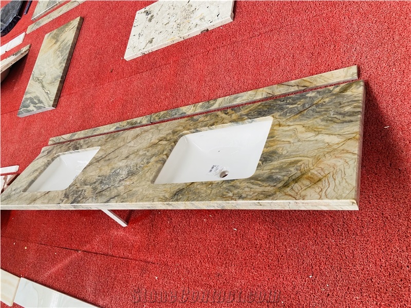Silk Fusion Quartzite  Bathroom Double Sink Bath Top