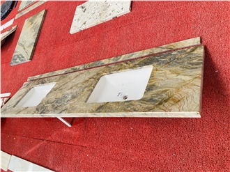 Silk Fusion Quartzite  Bathroom Double Sink Bath Top