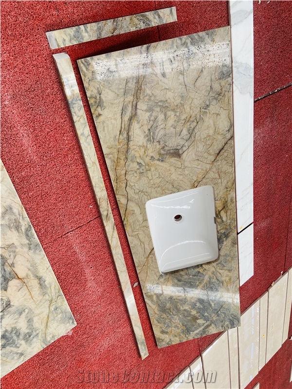 Silk Fusion Quartzite  Bathroom Double Sink Bath Top