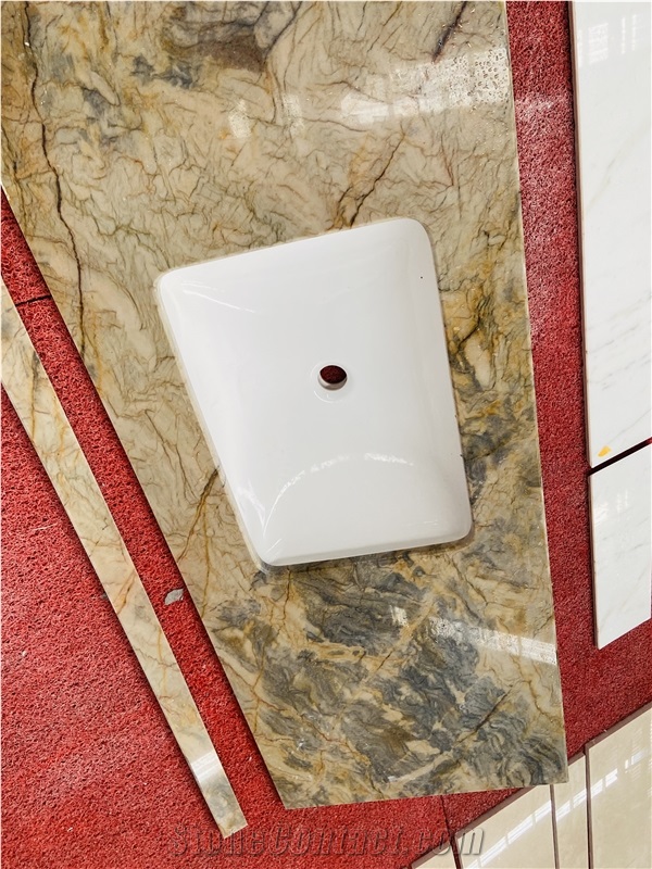 Silk Fusion Quartzite  Bathroom Double Sink Bath Top