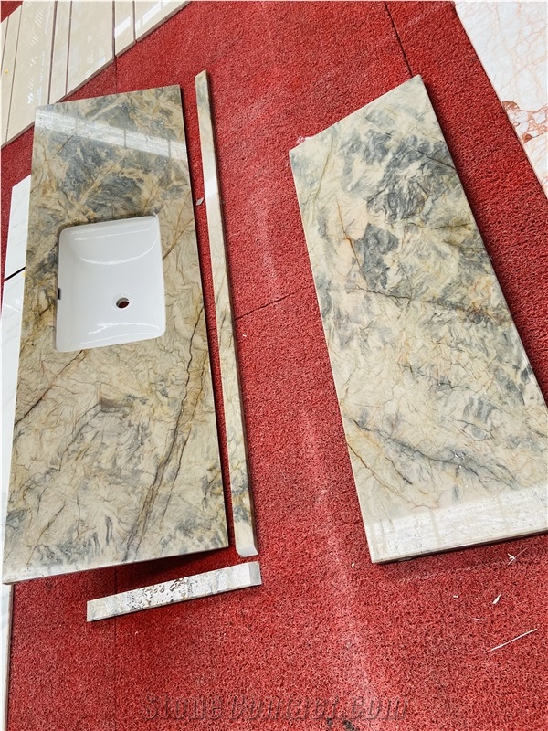 Silk Fusion Quartzite  Bathroom Double Sink Bath Top