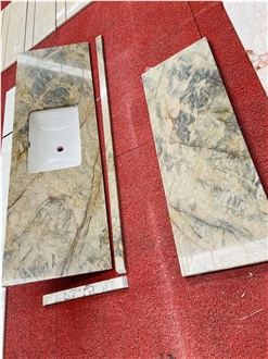 Silk Fusion Quartzite  Bathroom Double Sink Bath Top