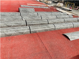 Veneer Dark Grey Marble Columns For Hotel Lobby