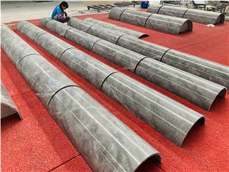 Veneer Dark Grey Marble Columns For Hotel Lobby