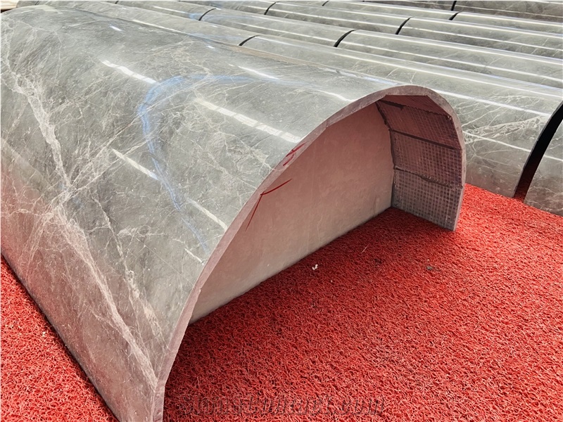 Veneer Dark Grey Marble Columns For Hotel Lobby