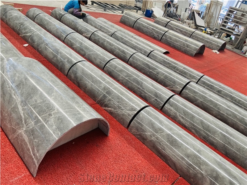 Veneer Dark Grey Marble Columns For Hotel Lobby