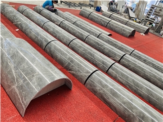 Veneer Dark Grey Marble Columns For Hotel Lobby