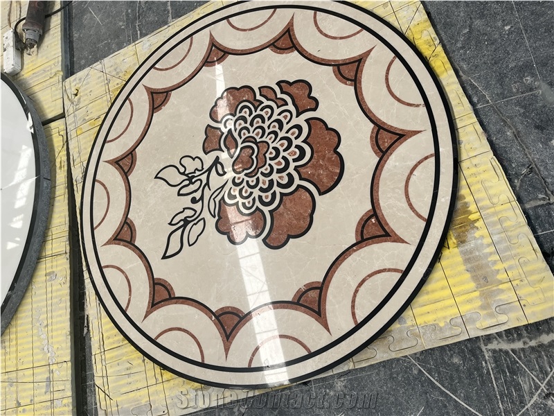 Waterjet Marble Inlay Medallion For Flooring