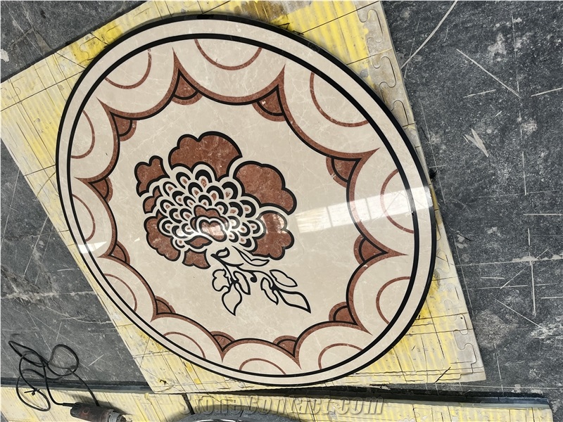 Waterjet Marble Inlay Medallion For Flooring