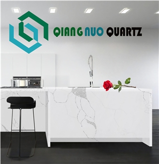Artificial Calacatta Polished White Luxury Quartz Bench Tops