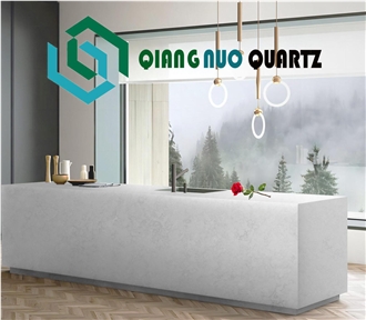 Beige Sturdy White Calacatta Quartz Kitchen Countertop