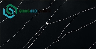 Black Diagonal Classic Fire-Resistant Calacatta Quartz Slabs