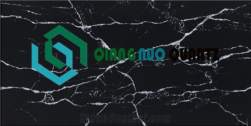 Black Starry Sky Calacatta Quartz Project Kitchen Countertop