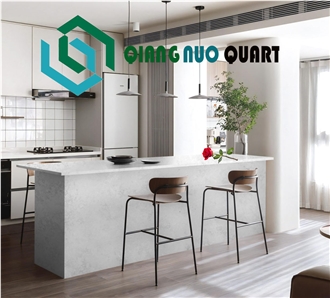 Cement Gray Sturdy White Calacatta Quartz Bench Tops