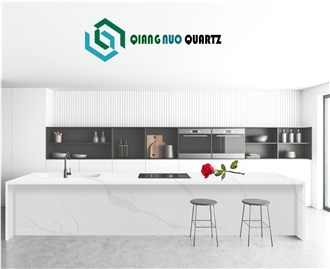 Classic Pure White Polished Calacatta Quartz Bench Tops