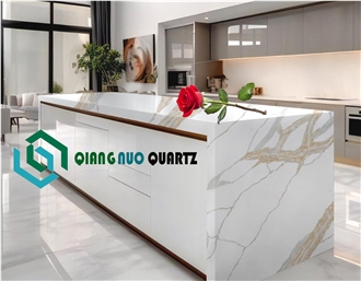 Coarse Grain Gold Quartz Polished 20Mm Kitchen Countertop