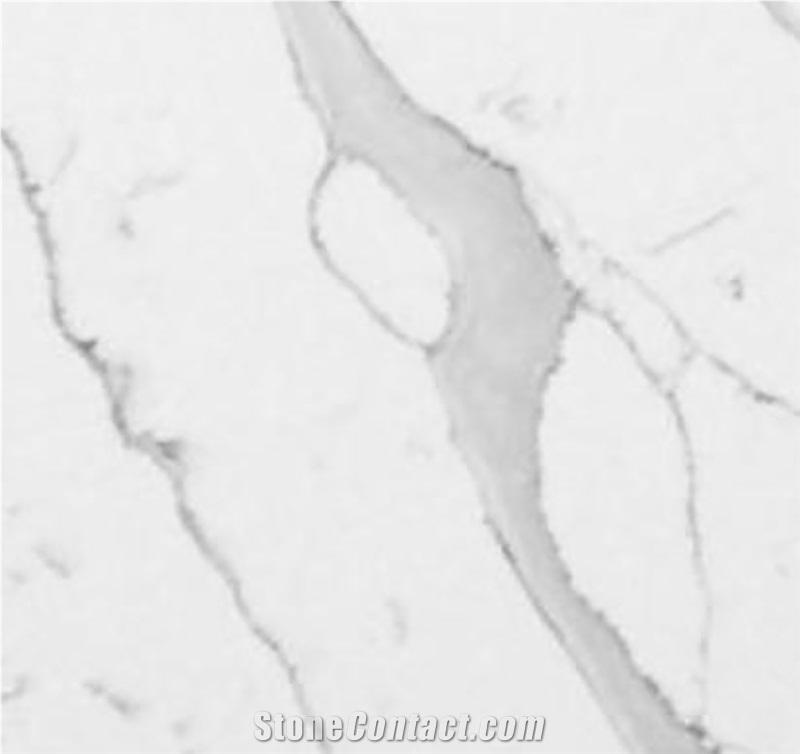 Diagonal Grey Fire-Resistant Polished Calacatta Quartz Slabs