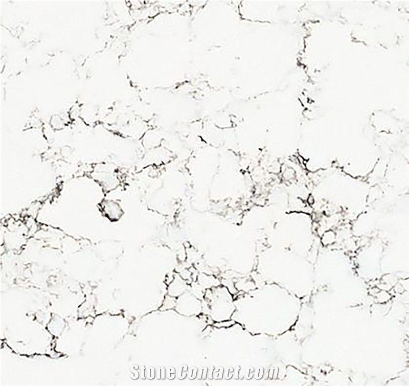 Fine Black Gold Texture Polished Calacatta Quartz Slabs