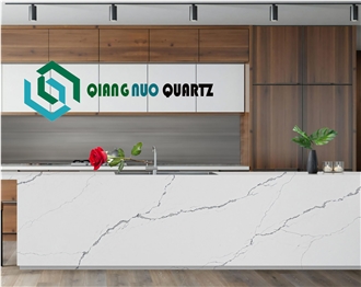 Fine Light Gray Quartz Texture 20Mm Kitchen Countertop