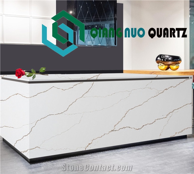 Gold Pencil Drawing Texture 30Mm Quartz Kitchen Countertop