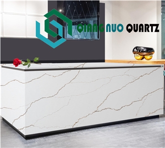 Gold Pencil Drawing Texture 30Mm Quartz Kitchen Countertop